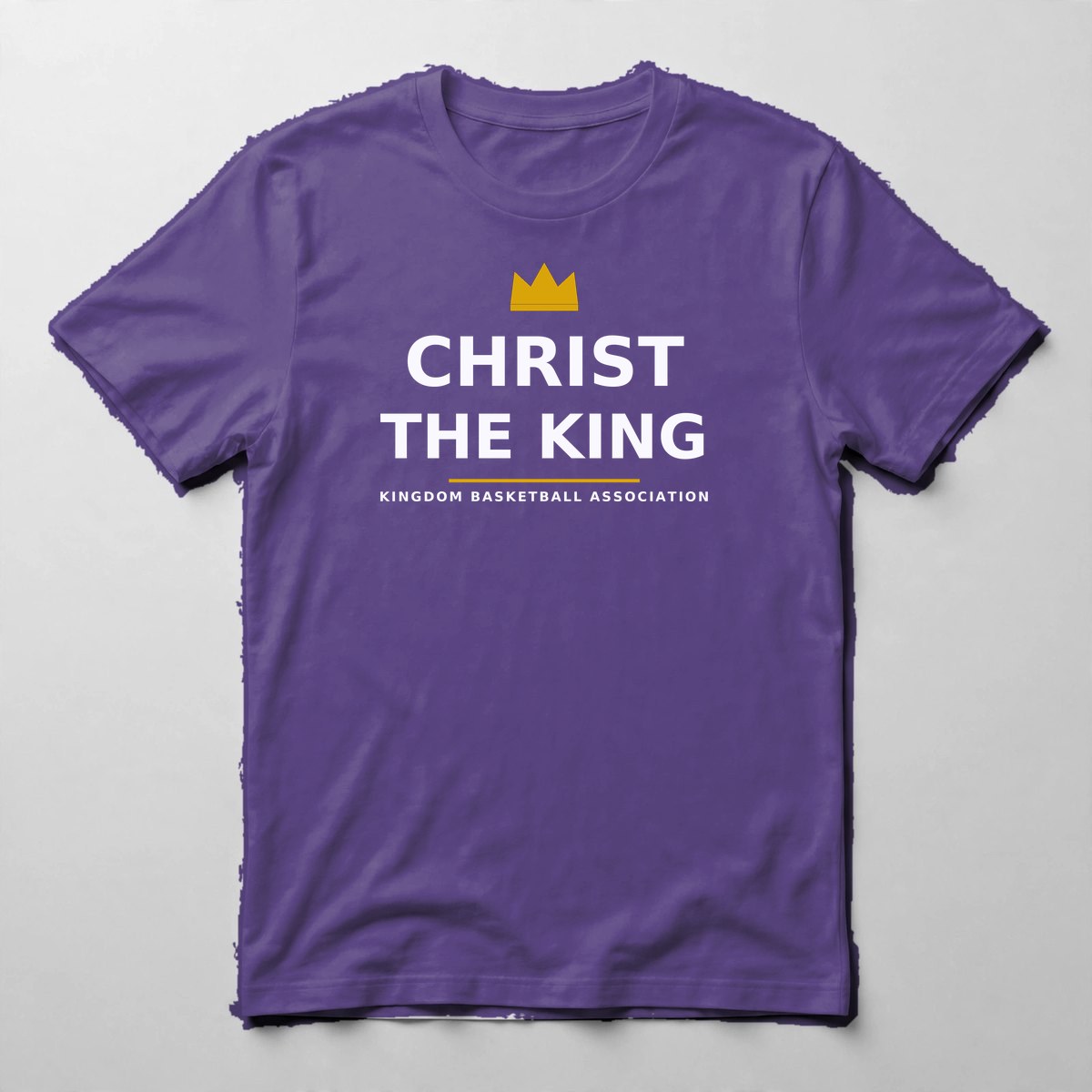 Christ The King Wordmark Tee — Tee in Purple with the printed design