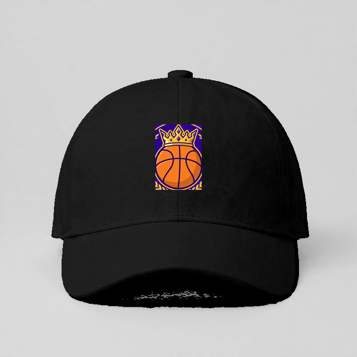 Crown & Ball Icon Cap — Cap in Black with the printed design