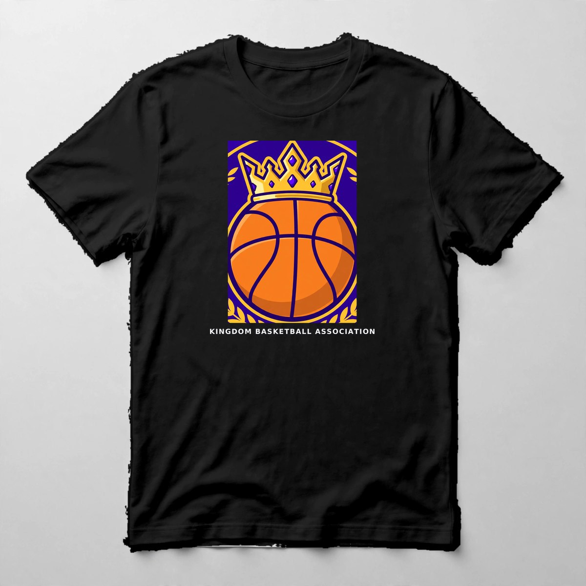 Crown & Ball Icon Tee — Tee in Black with the printed design