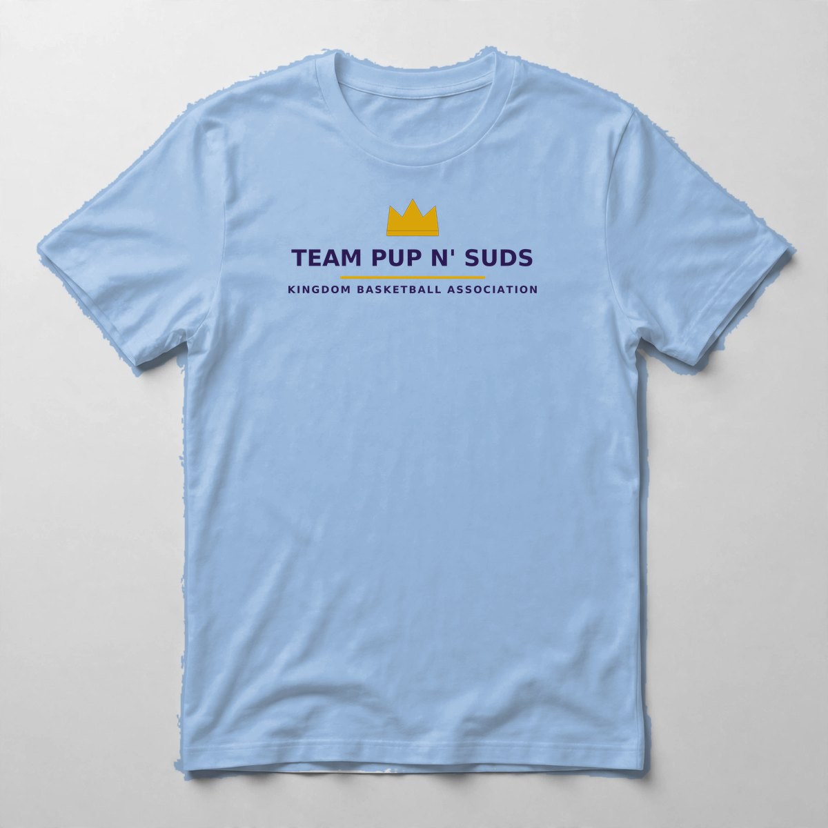 Team Pup n' Suds Wordmark Tee — Tee in Carolina Blue with the printed design