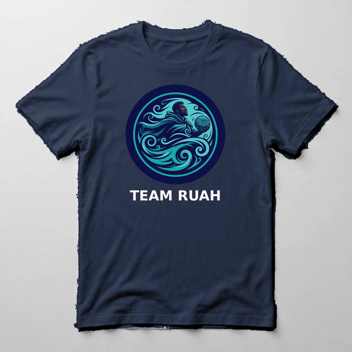 Team Ruah Tee — Tee in Navy with the printed design