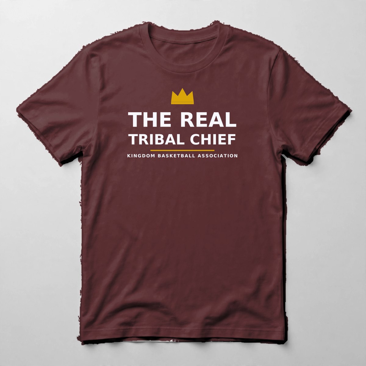 The REAL Tribal Chief Wordmark Tee — Tee in Maroon with the printed design